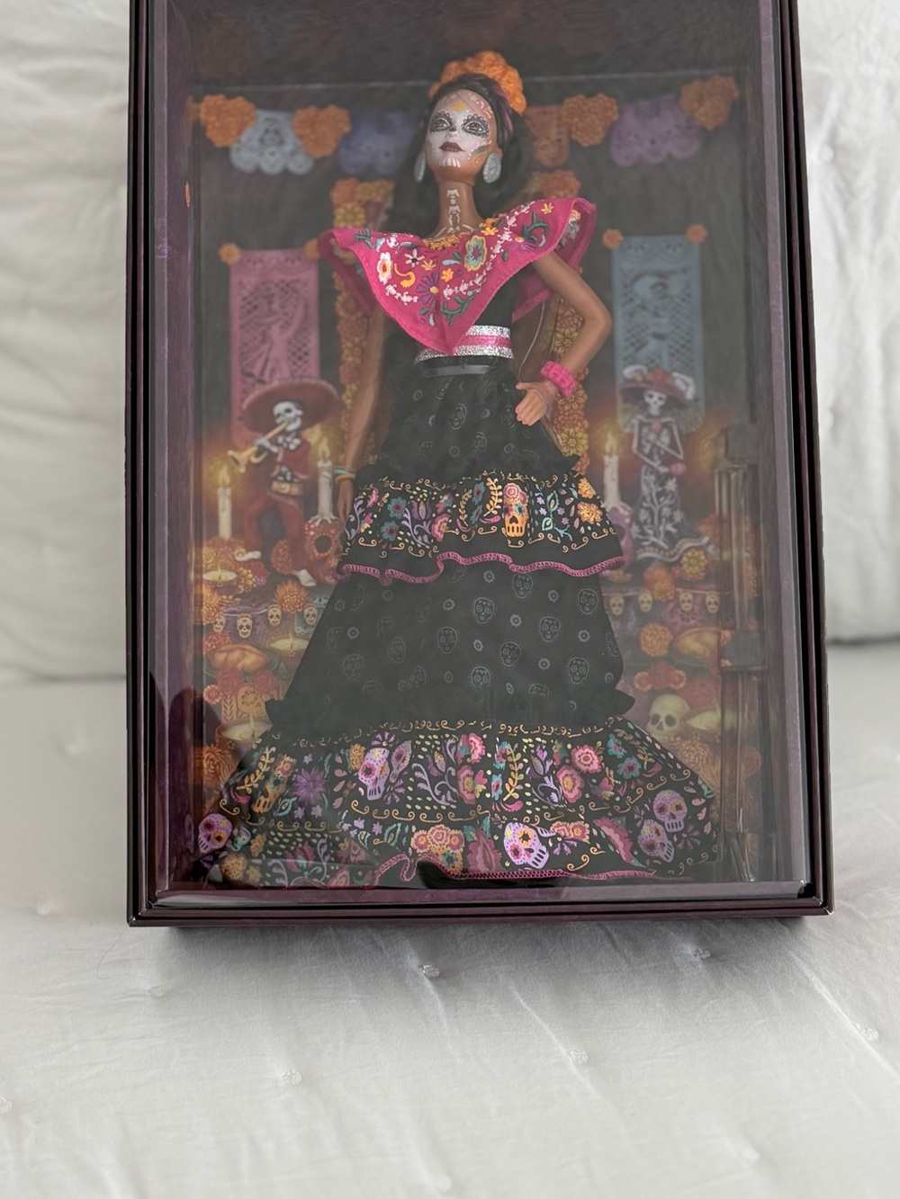 Barbie Día de los Muertos Black and Pink Decorative Figurine